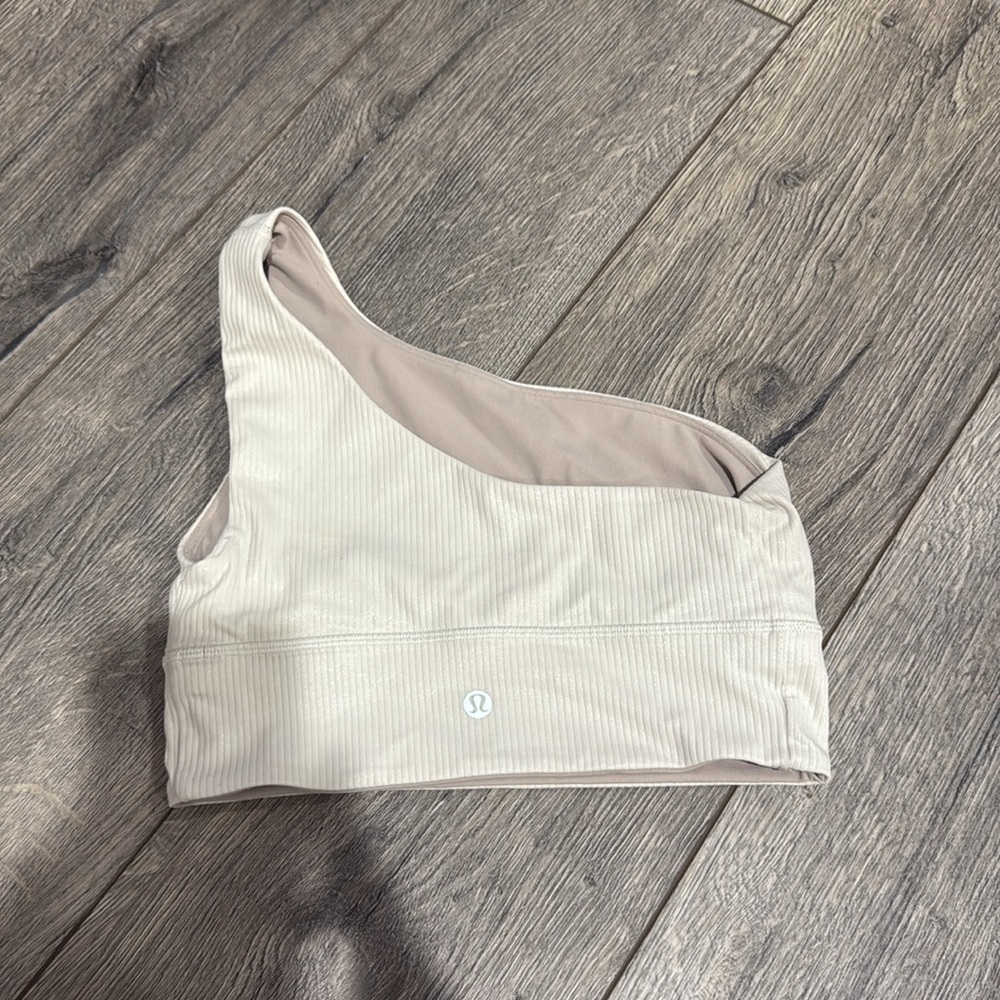 • Lululemon •  Align Asymmetrical Ribbed Bra Bone Radiate Transparent Foil 4 - Picture 3 of 5